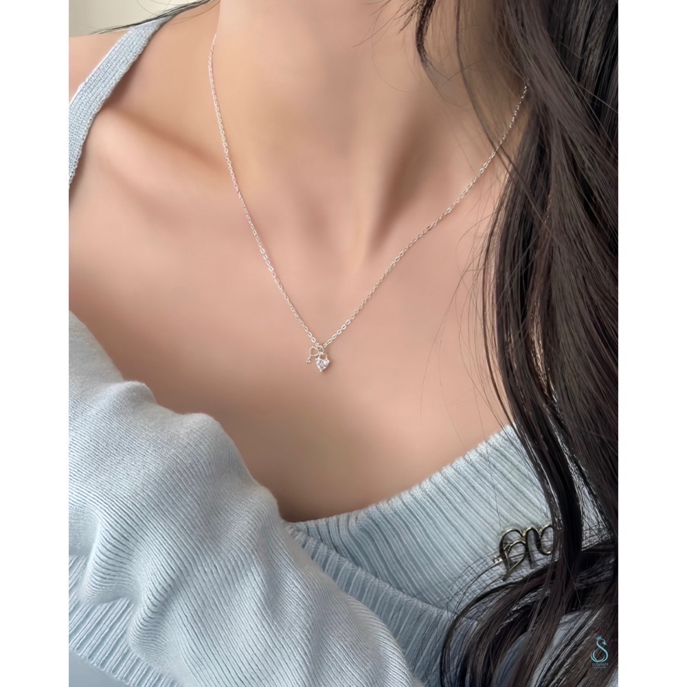 SUMMER 銀飾💫［999足銀］心鎖 心型鑽項鏈 純銀項鍊 愛心項鏈 純銀飾品-細節圖8