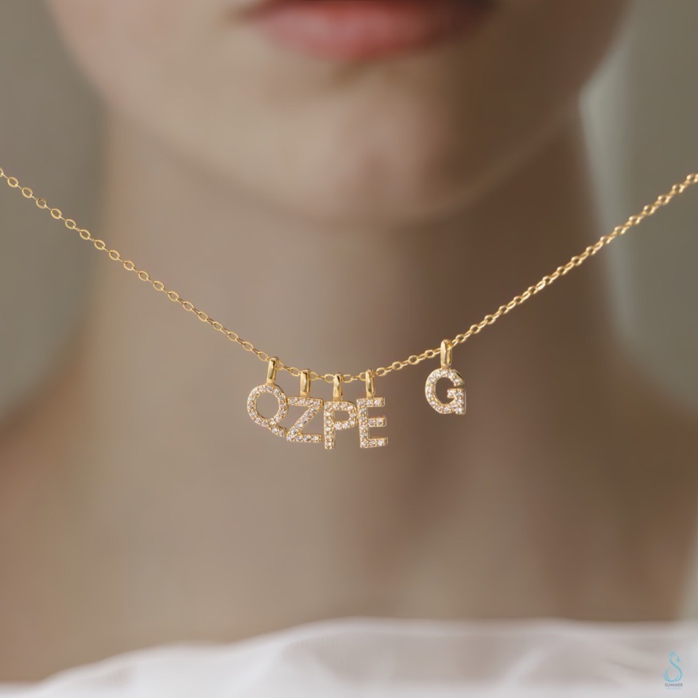 SUMMER 銀飾💫［925純銀］閃耀字母迷你鑲鑽英文字母吊飾 DIY字母項鍊 純銀吊墜 純銀項鏈 情人閨蜜 純銀飾-細節圖3