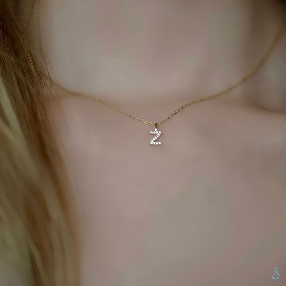 SUMMER 銀飾💫［925純銀］閃耀字母迷你鑲鑽英文字母吊飾 DIY字母項鍊 純銀吊墜 純銀項鏈 情人閨蜜 純銀飾-細節圖5