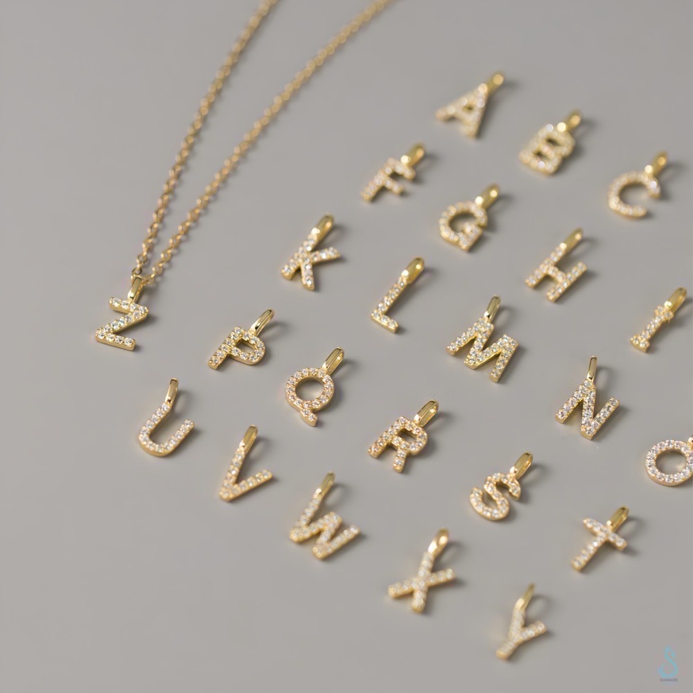 SUMMER 銀飾💫［925純銀］閃耀字母迷你鑲鑽英文字母吊飾 DIY字母項鍊 純銀吊墜 純銀項鏈 情人閨蜜 純銀飾-細節圖4