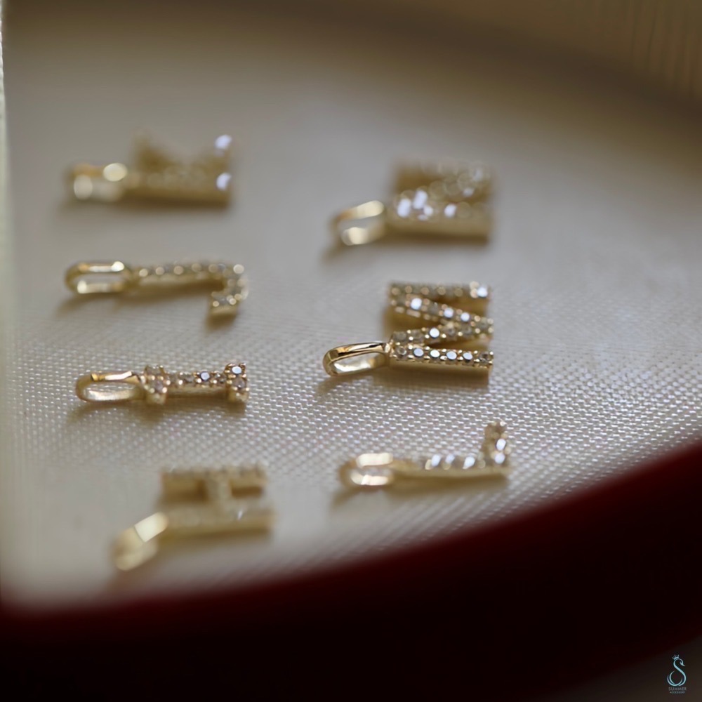 SUMMER 銀飾💫［925純銀］閃耀字母迷你鑲鑽英文字母吊飾 DIY字母項鍊 純銀吊墜 純銀項鏈 情人閨蜜 純銀飾-細節圖6