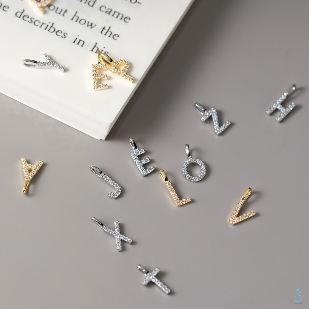 SUMMER 銀飾💫［925純銀］閃耀字母迷你鑲鑽英文字母吊飾 DIY字母項鍊 純銀吊墜 純銀項鏈 情人閨蜜 純銀飾-細節圖8