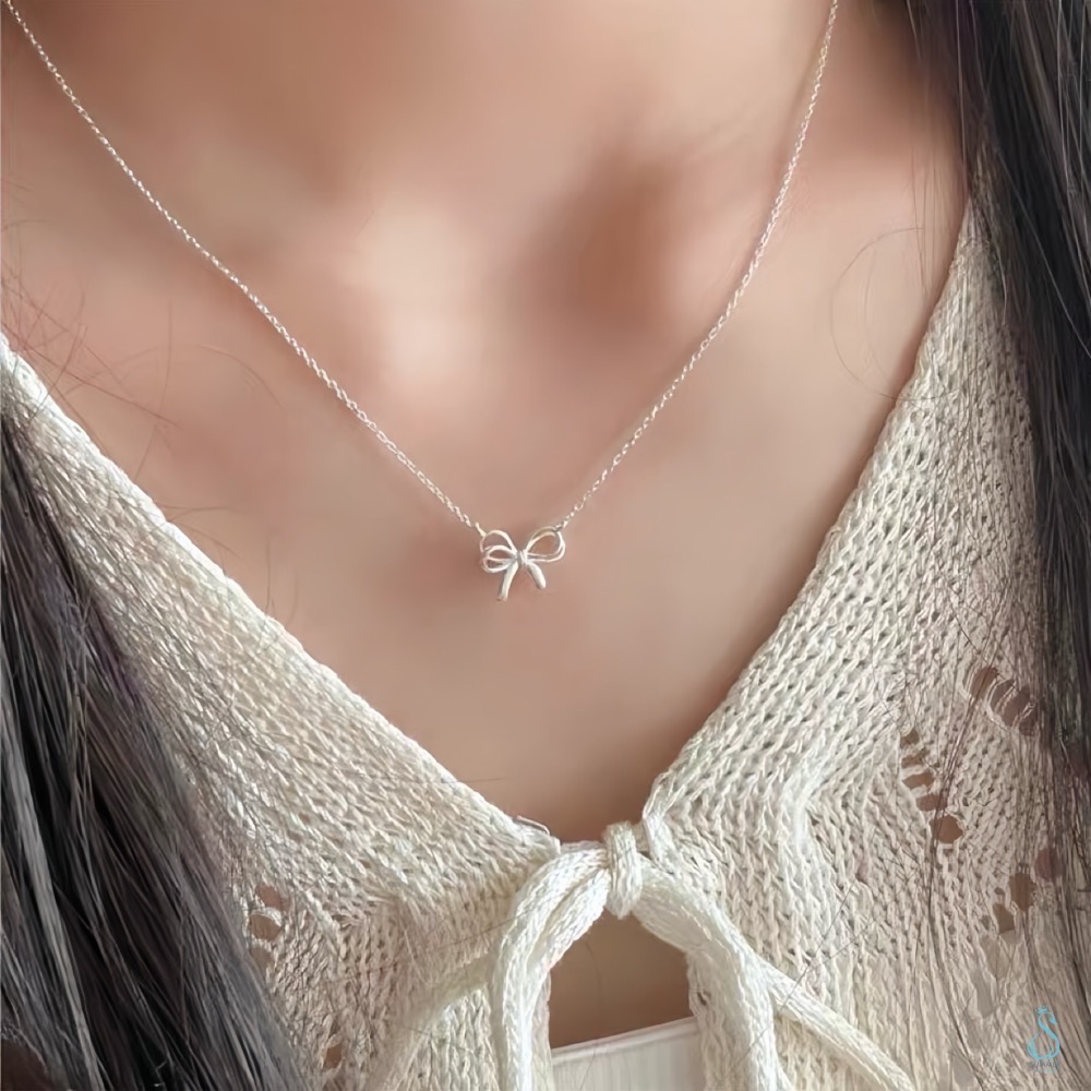 SUMMER韓 銀飾💫［925純銀］韓系層次蝴蝶結套組 純銀耳環 純銀項鏈 純銀戒指 純銀飾品-細節圖4