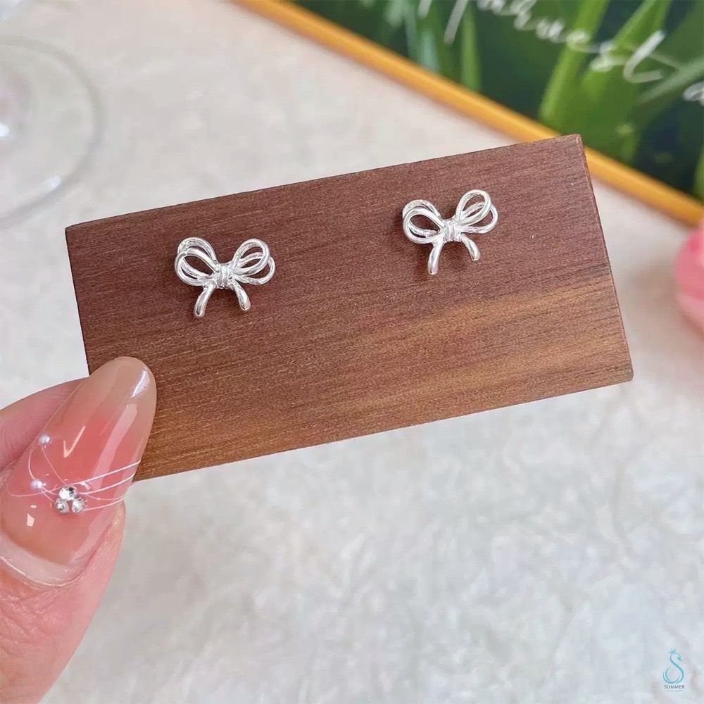 SUMMER韓 銀飾💫［925純銀］韓系層次蝴蝶結套組 純銀耳環 純銀項鏈 純銀戒指 純銀飾品-規格圖9