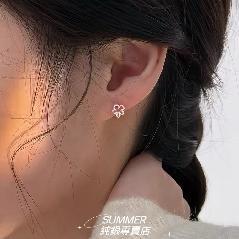 SUMMER 銀飾💫［999足銀］<綣綣花語>鎖珠式耳環 洗澡睡覺不用摘 立體造型 純銀耳環 迷你耳環 純銀飾品-細節圖8