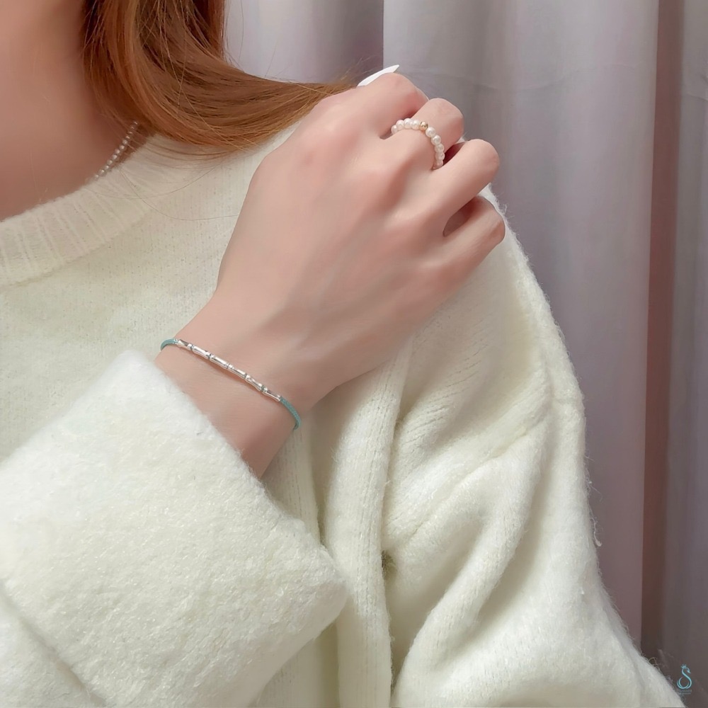 SUMMER 銀飾💫［925純銀］🉐新年祈福 節節高升 🎋手作竹節幸運手鏈 紅線手鏈 純銀手鍊 純銀飾品-細節圖4