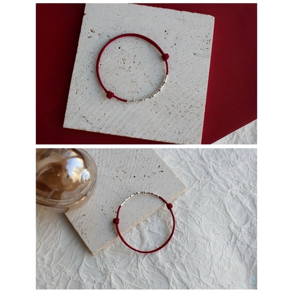 SUMMER 銀飾💫［925純銀］🉐新年祈福 節節高升 🎋手作竹節幸運手鏈 紅線手鏈 純銀手鍊 純銀飾品-規格圖9