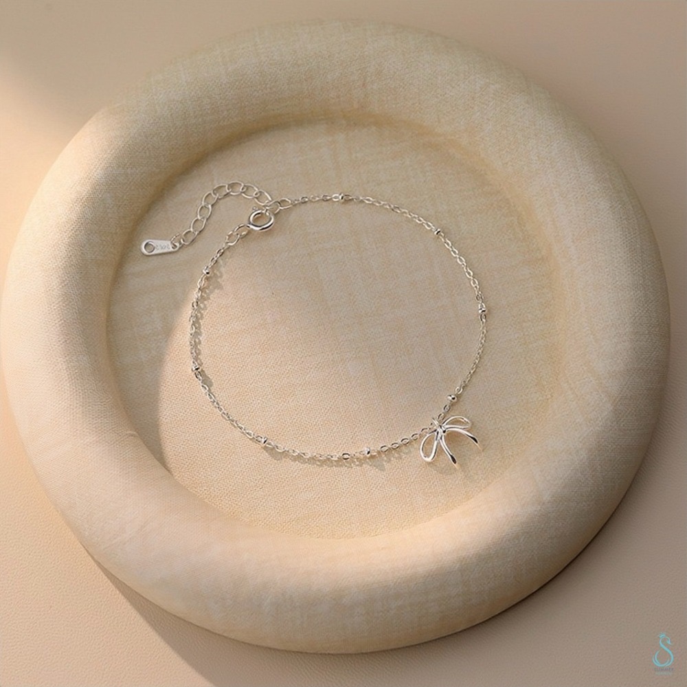 SUMMER 銀飾💫［925純銀］簡約蝴蝶結手鏈 純銀手鍊 蝴蝶結手鏈 純銀飾品-細節圖9