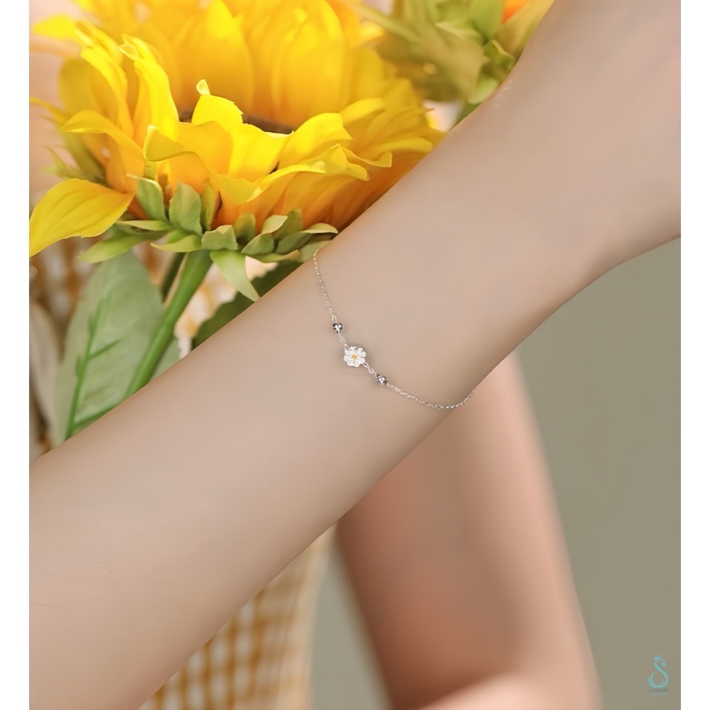 SUMMER 銀飾💫［925純銀］雛菊之戀 純銀戒指 純銀手鍊 甜美小雛菊 花系 純銀飾品-細節圖3