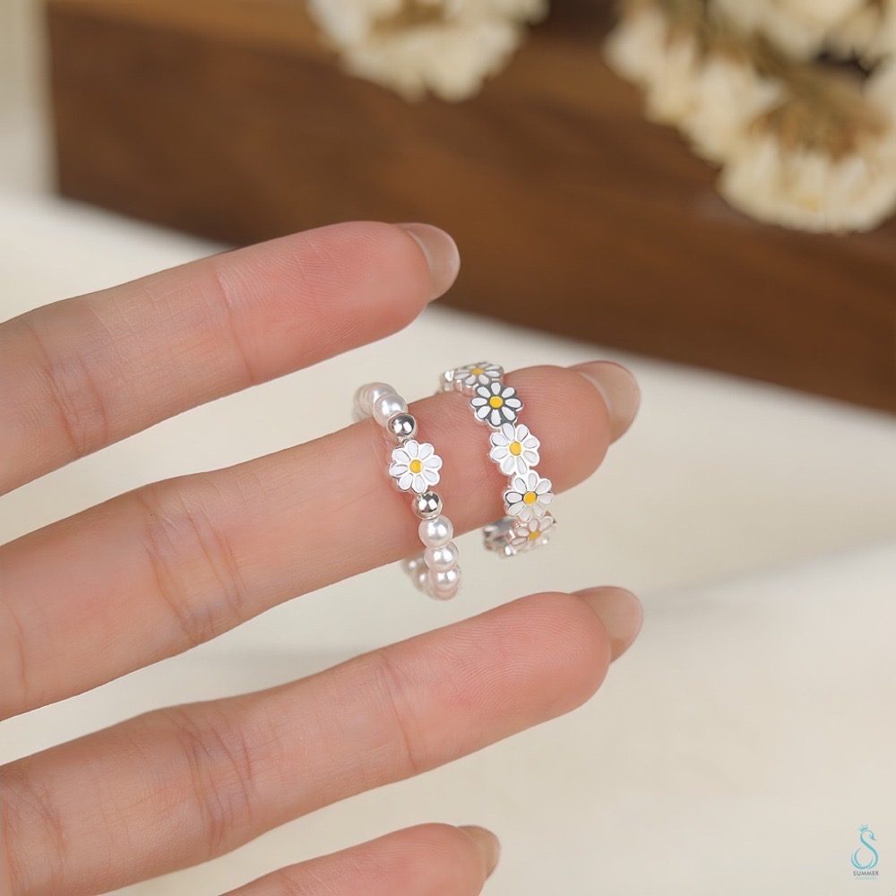 SUMMER 銀飾💫［925純銀］雛菊之戀 純銀戒指 純銀手鍊 甜美小雛菊 花系 純銀飾品-細節圖4
