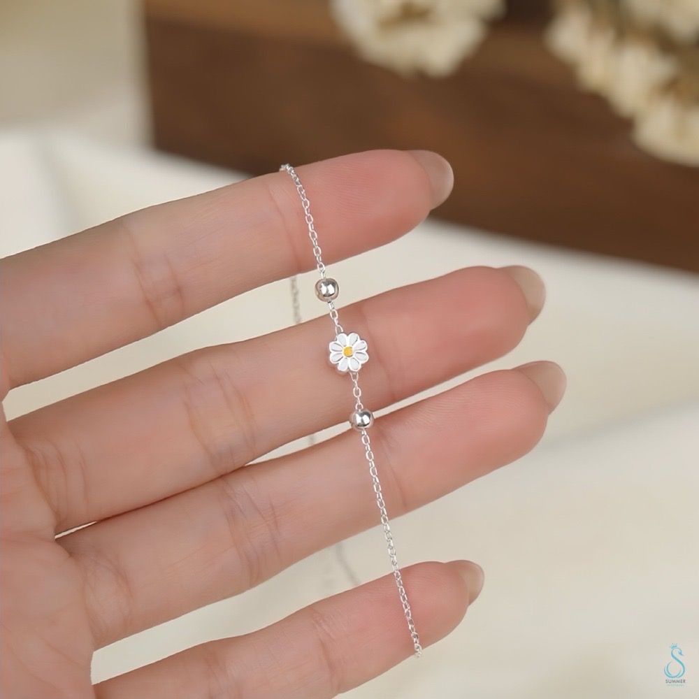 SUMMER 銀飾💫［925純銀］雛菊之戀 純銀戒指 純銀手鍊 甜美小雛菊 花系 純銀飾品-細節圖2