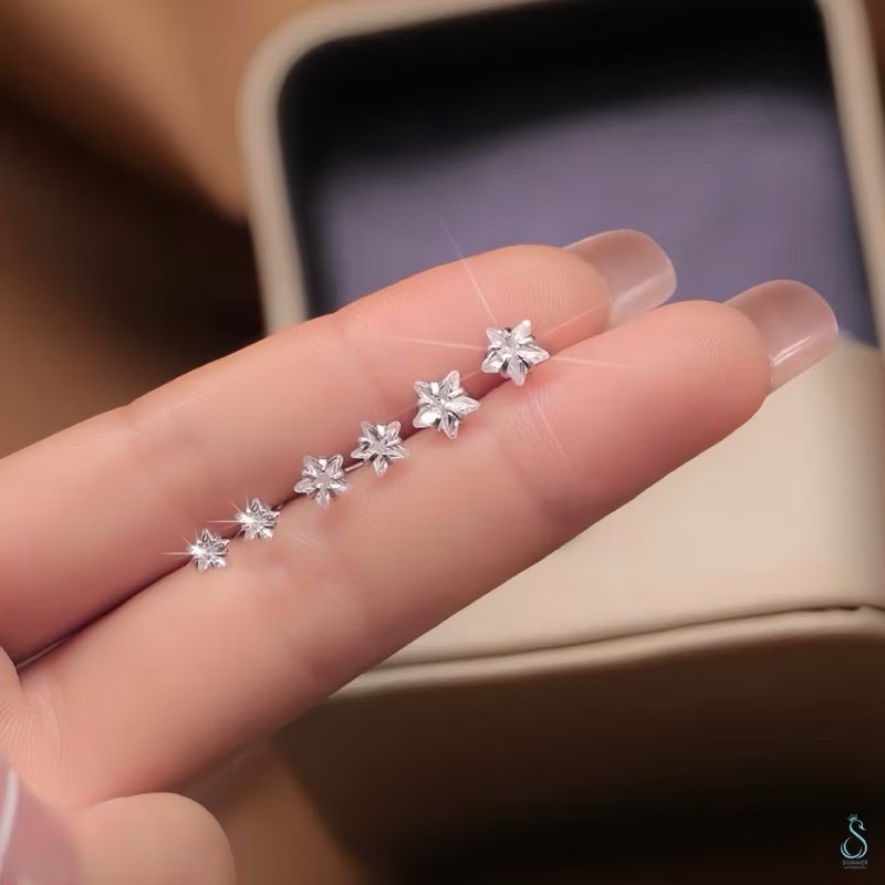 SUMMER 銀飾💫［S925純銀］🌟閃星星🌟星鑽耳環 一對優惠價 純銀耳環 純銀飾品-細節圖3
