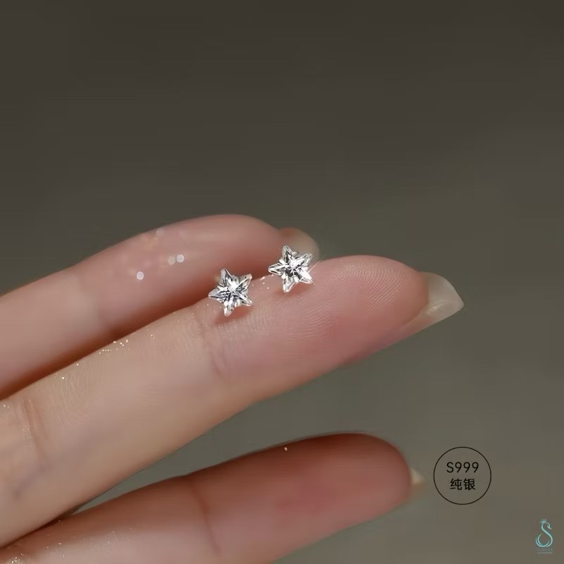 SUMMER 銀飾💫［S925純銀］🌟閃星星🌟星鑽耳環 一對優惠價 純銀耳環 純銀飾品-細節圖5