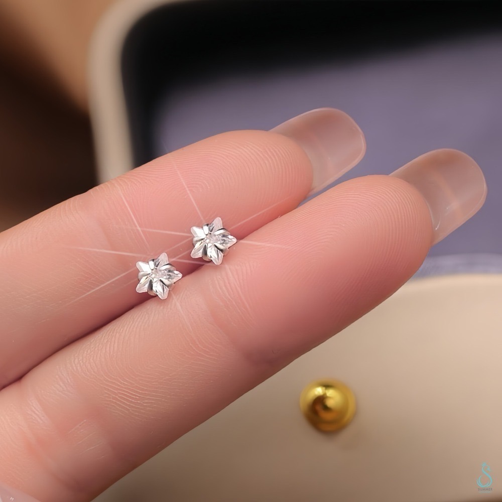 SUMMER 銀飾💫［S925純銀］🌟閃星星🌟星鑽耳環 一對優惠價 純銀耳環 純銀飾品-規格圖9