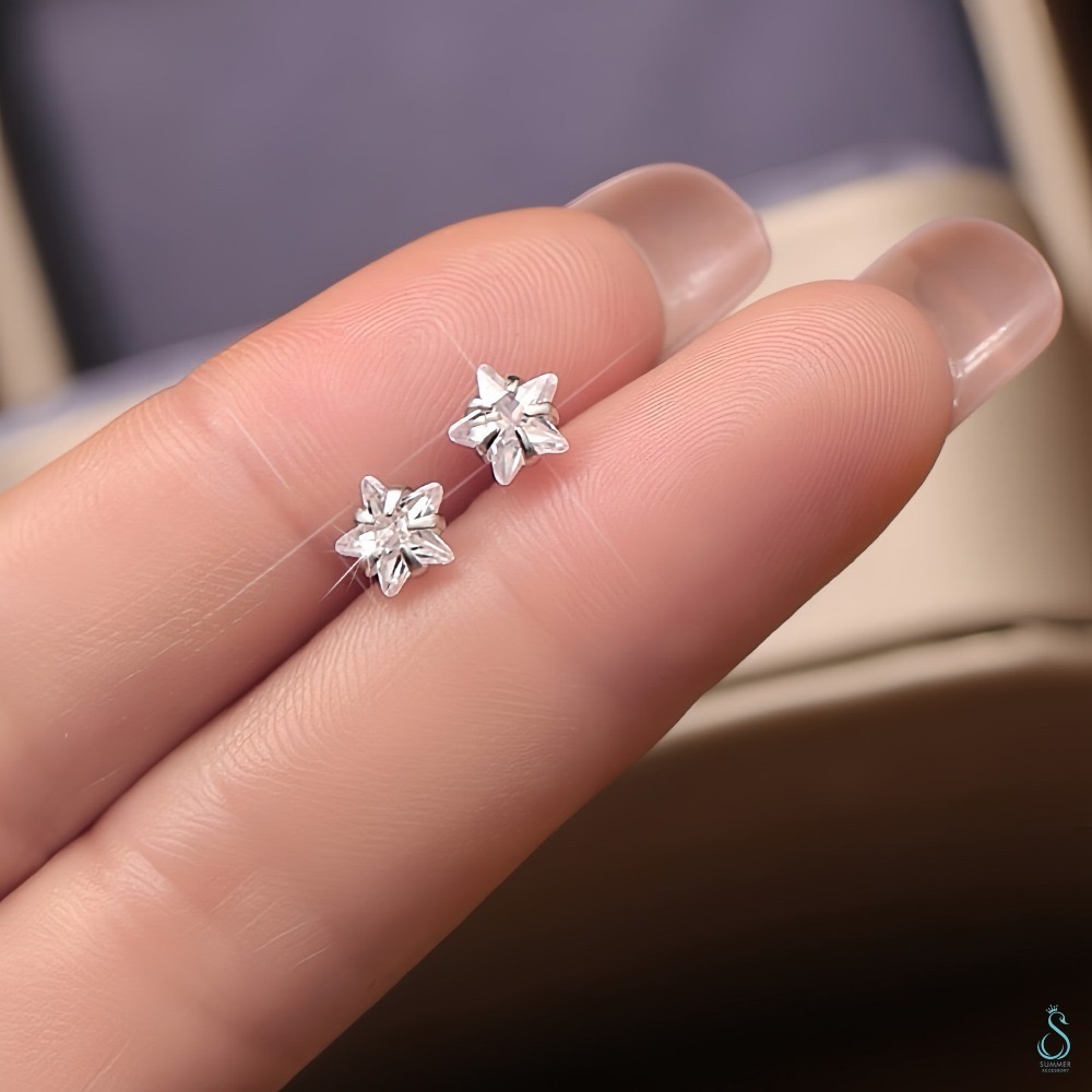 SUMMER 銀飾💫［S925純銀］🌟閃星星🌟星鑽耳環 一對優惠價 純銀耳環 純銀飾品-規格圖9