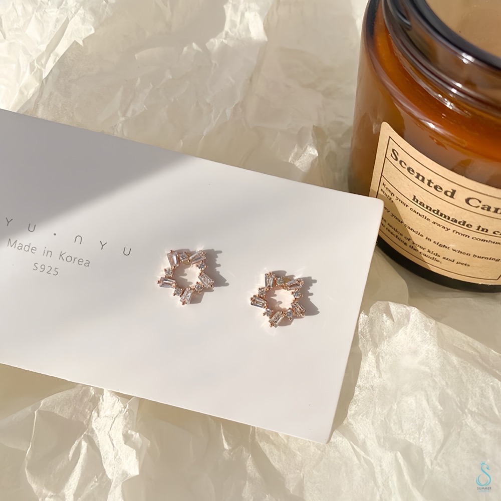 SUMMER 銀飾💫［925純銀］晶璨星芒 純銀耳環 星星耳環 純銀飾品-細節圖3