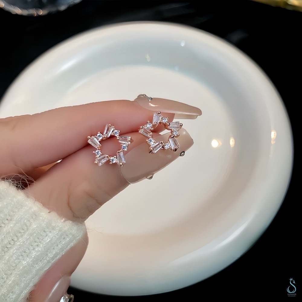 SUMMER 銀飾💫［925純銀］晶璨星芒 純銀耳環 星星耳環 純銀飾品-細節圖6