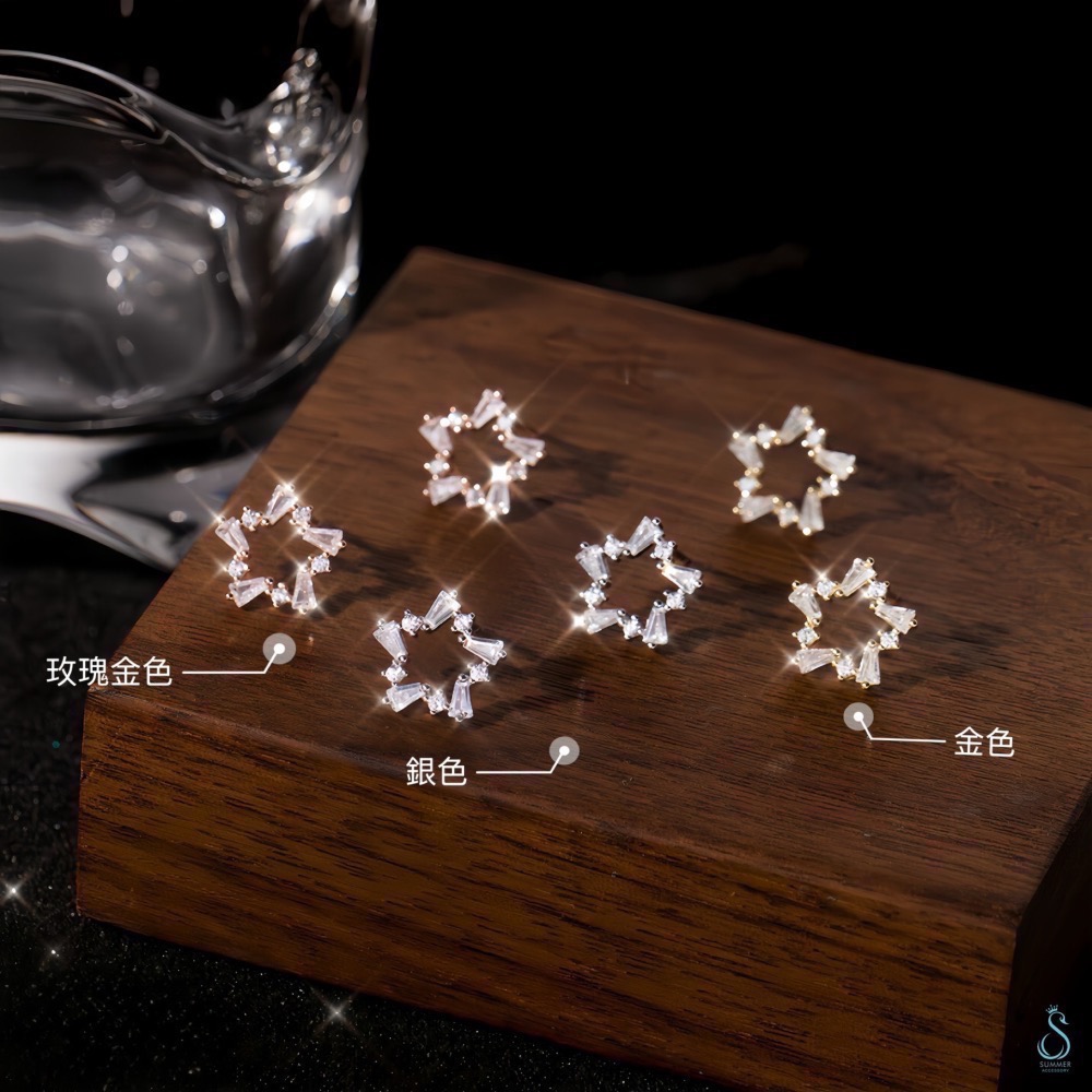 SUMMER 銀飾💫［925純銀］晶璨星芒 純銀耳環 星星耳環 純銀飾品-細節圖9