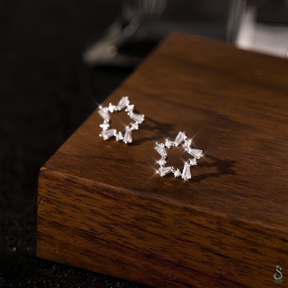 SUMMER 銀飾💫［925純銀］晶璨星芒 純銀耳環 星星耳環 純銀飾品-規格圖9
