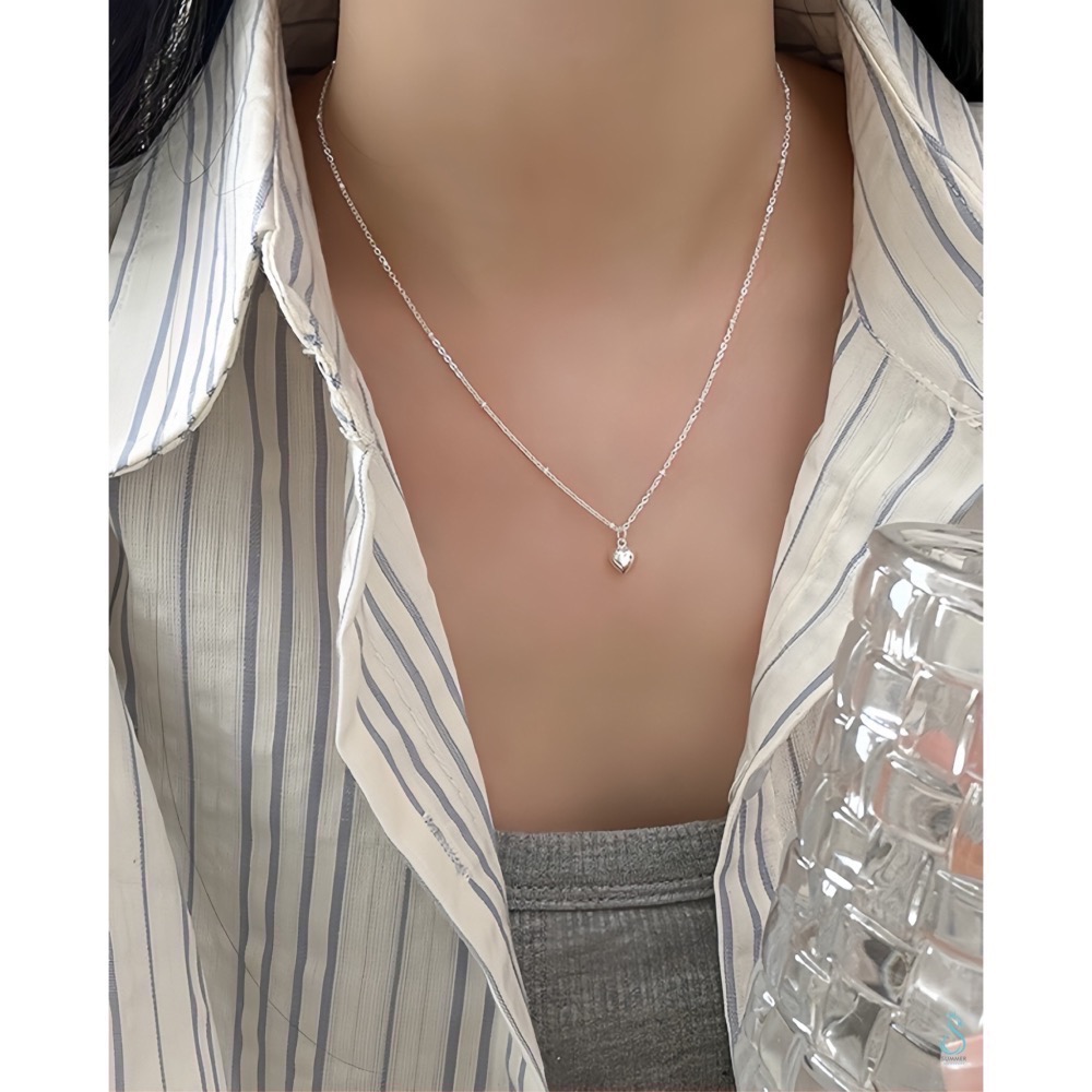 SUMMER 銀飾💫［925純銀］立體迷你心項鏈 愛心項鏈 純銀項鍊 純銀飾品-細節圖9