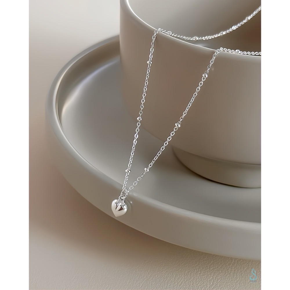 SUMMER 銀飾💫［925純銀］立體迷你心項鏈 愛心項鏈 純銀項鍊 純銀飾品-細節圖8