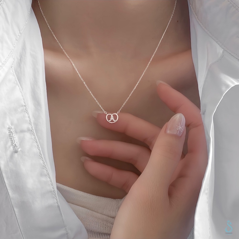SUMMER 銀飾💫［925純銀］韓系 蝴蝶餅🥨 鹼水結項鏈 純銀項鍊  純銀飾品-細節圖4