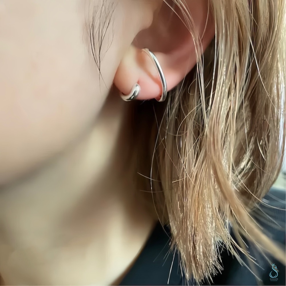 SUMMER 銀飾💫［925純銀］線條耳夾/無人耳洞可佩戴 純銀耳夾 純銀耳環 純銀飾品-細節圖2