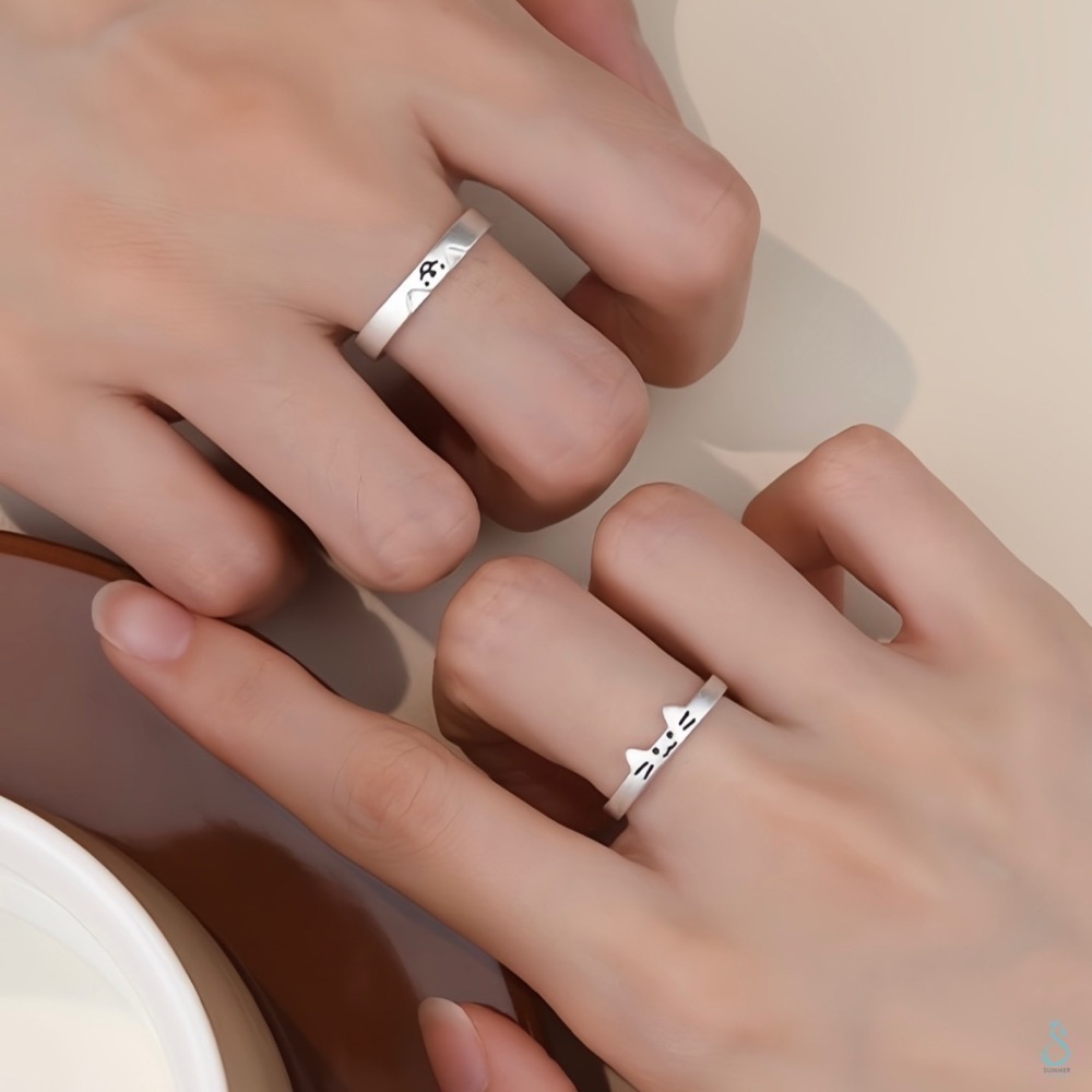 SUMMER韓 銀飾💫［999足銀］🐶🐱萌伴之戒 情侶對戒 貓狗日記 閨蜜對戒 純銀戒指 純銀飾品-細節圖3