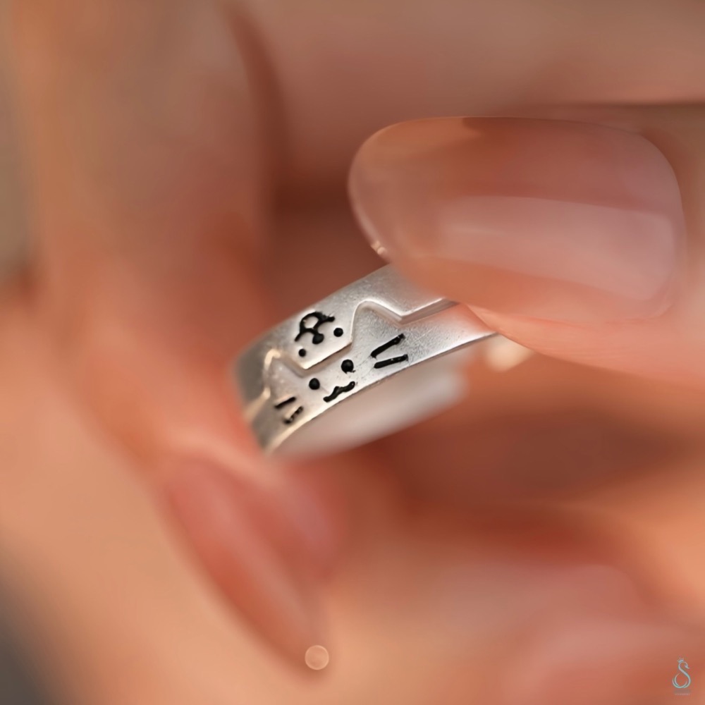 SUMMER韓 銀飾💫［999足銀］🐶🐱萌伴之戒 情侶對戒 貓狗日記 閨蜜對戒 純銀戒指 純銀飾品-細節圖8