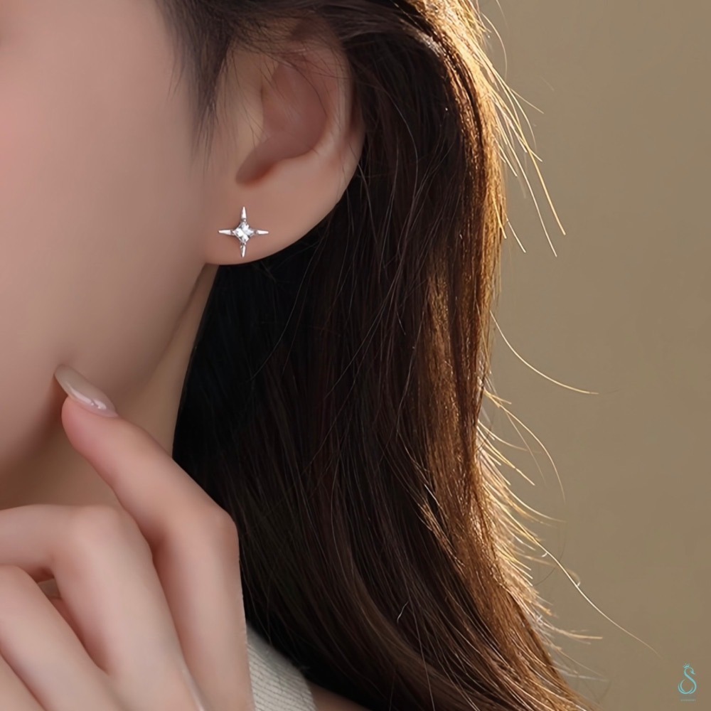 SUMMER 銀飾💫［925純銀］星辰之光 鎖珠式耳環 閃耀星芒耳環 純銀耳環 純銀飾品-細節圖9