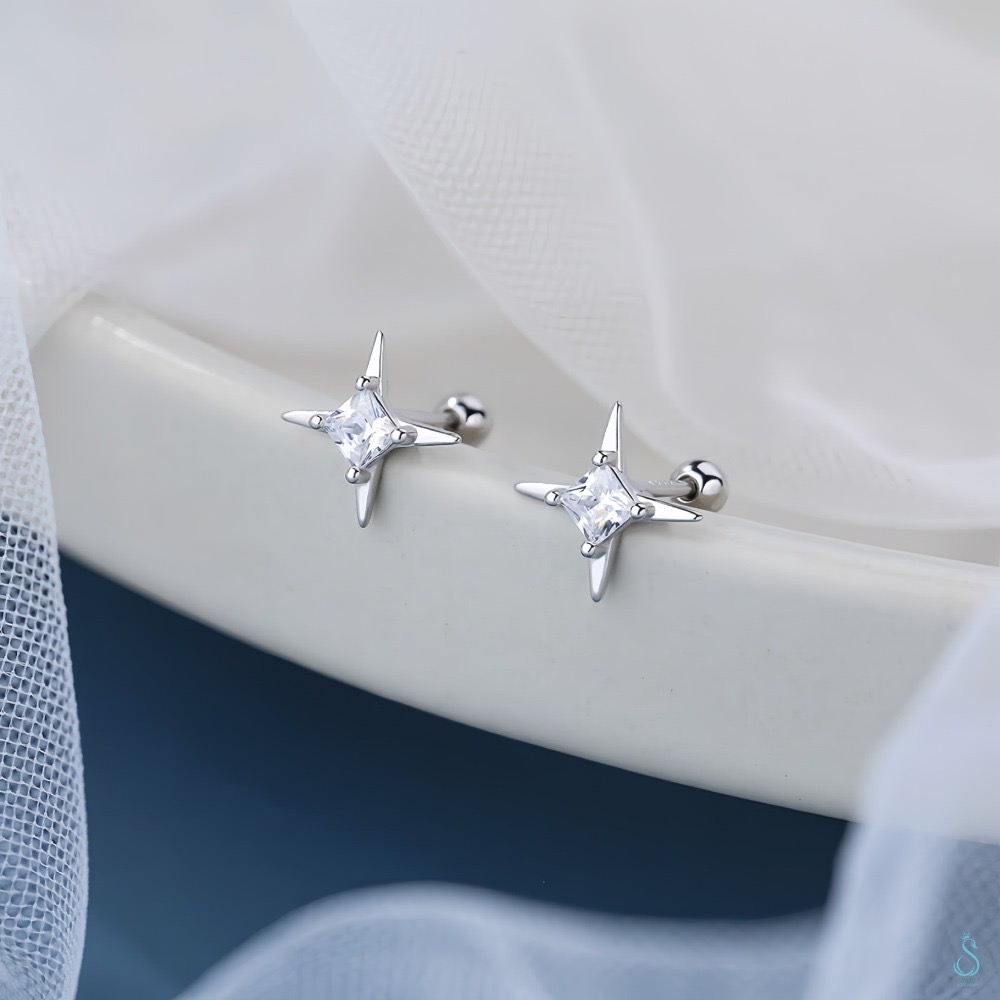 SUMMER 銀飾💫［925純銀］星辰之光 鎖珠式耳環 閃耀星芒耳環 純銀耳環 純銀飾品-規格圖9