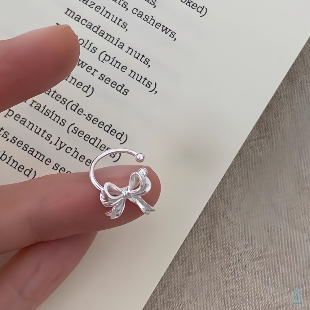 SUMMER 銀飾💫［925純銀］緞帶蝴蝶結耳夾 耳骨夾/無耳洞可戴 純銀耳環 耳夾  純銀飾品-細節圖5