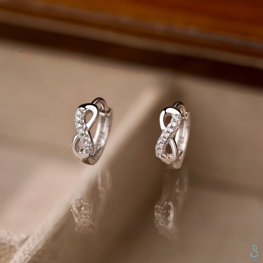 SUMMER 銀飾💫［925純銀］♾️無限發發 💰💰財運88純銀耳環 易扣式耳扣耳環 純銀飾品-細節圖5