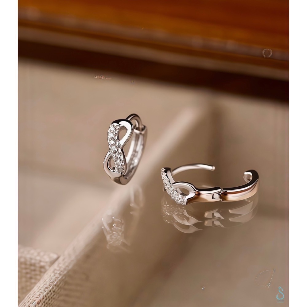 SUMMER 銀飾💫［925純銀］♾️無限發發 💰💰財運88純銀耳環 易扣式耳扣耳環 純銀飾品-細節圖8