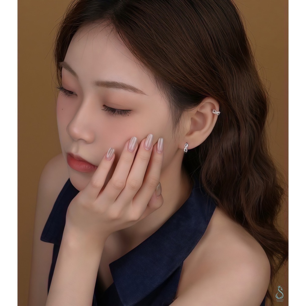 SUMMER 銀飾💫［925純銀］♾️無限發發 💰💰財運88純銀耳環 易扣式耳扣耳環 純銀飾品-細節圖9