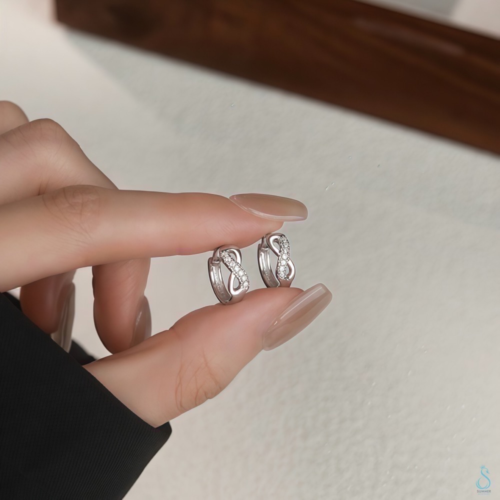 SUMMER 銀飾💫［925純銀］♾️無限發發 💰💰財運88純銀耳環 易扣式耳扣耳環 純銀飾品-細節圖3