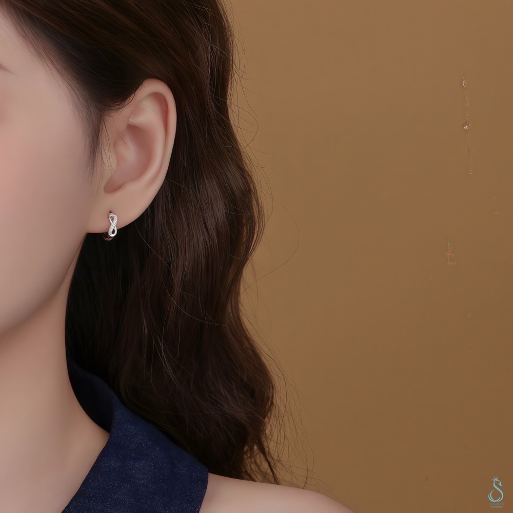 SUMMER 銀飾💫［925純銀］♾️無限發發 💰💰財運88純銀耳環 易扣式耳扣耳環 純銀飾品-細節圖4