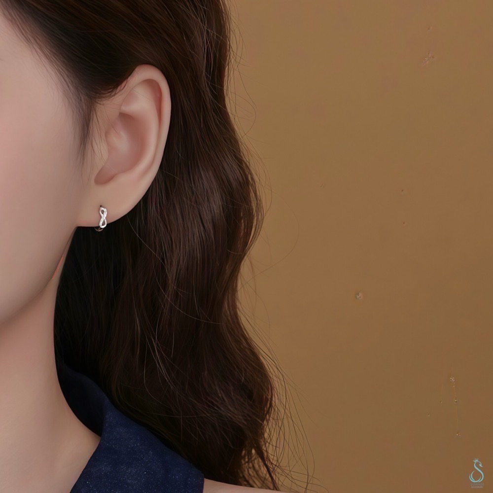 SUMMER 銀飾💫［925純銀］♾️無限發發 💰💰財運88純銀耳環 易扣式耳扣耳環 純銀飾品-細節圖6