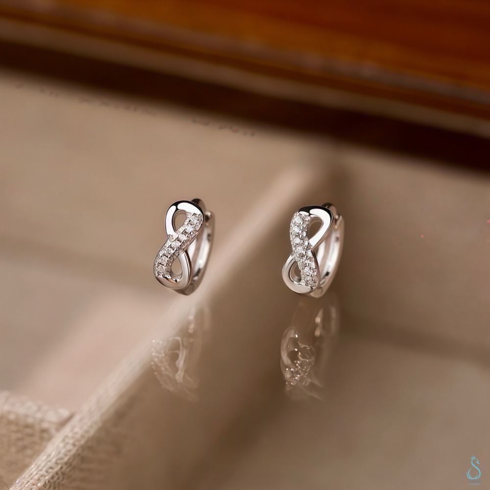 SUMMER 銀飾💫［925純銀］♾️無限發發 💰💰財運88純銀耳環 易扣式耳扣耳環 純銀飾品-細節圖7