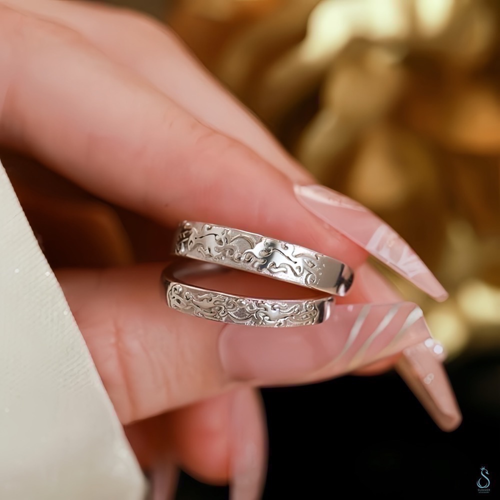 SUMMER 銀飾💫［925純銀］招財貔貅情侶對戒 財源滾滾 招財進寶 純銀戒指 純銀飾品-細節圖4