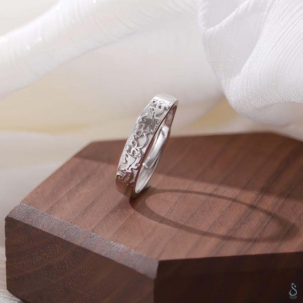 SUMMER 銀飾💫［925純銀］招財貔貅情侶對戒 財源滾滾 招財進寶 純銀戒指 純銀飾品-規格圖9