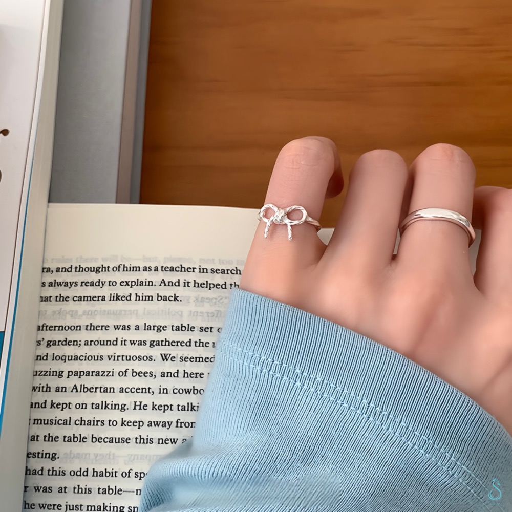SUMMER 銀飾💫［925純銀］扭結蝴蝶結戒 尾戒 純銀尾戒 純銀戒指 純銀飾品-細節圖3