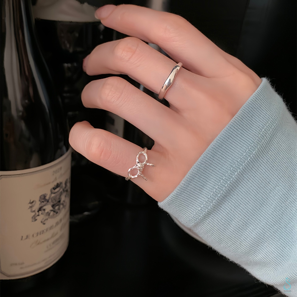 SUMMER 銀飾💫［925純銀］扭結蝴蝶結戒 尾戒 純銀尾戒 純銀戒指 純銀飾品-細節圖4