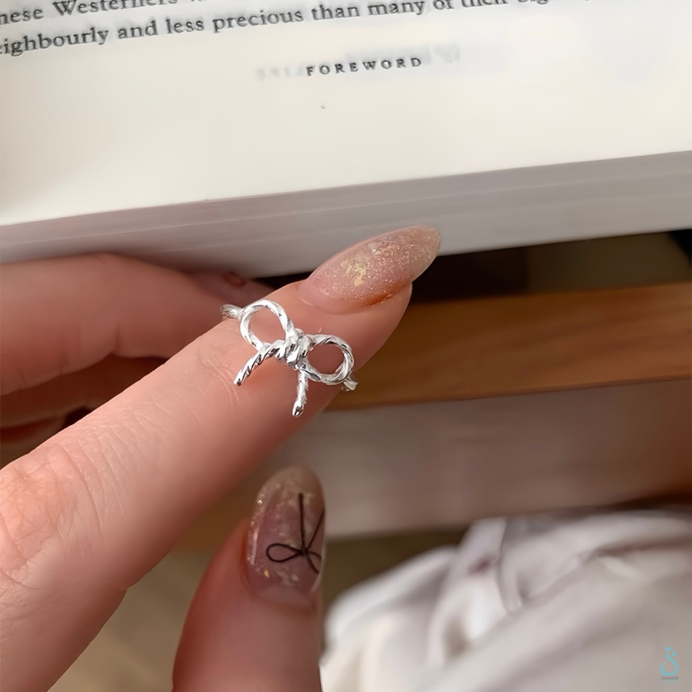 SUMMER 銀飾💫［925純銀］扭結蝴蝶結戒 尾戒 純銀尾戒 純銀戒指 純銀飾品-細節圖5