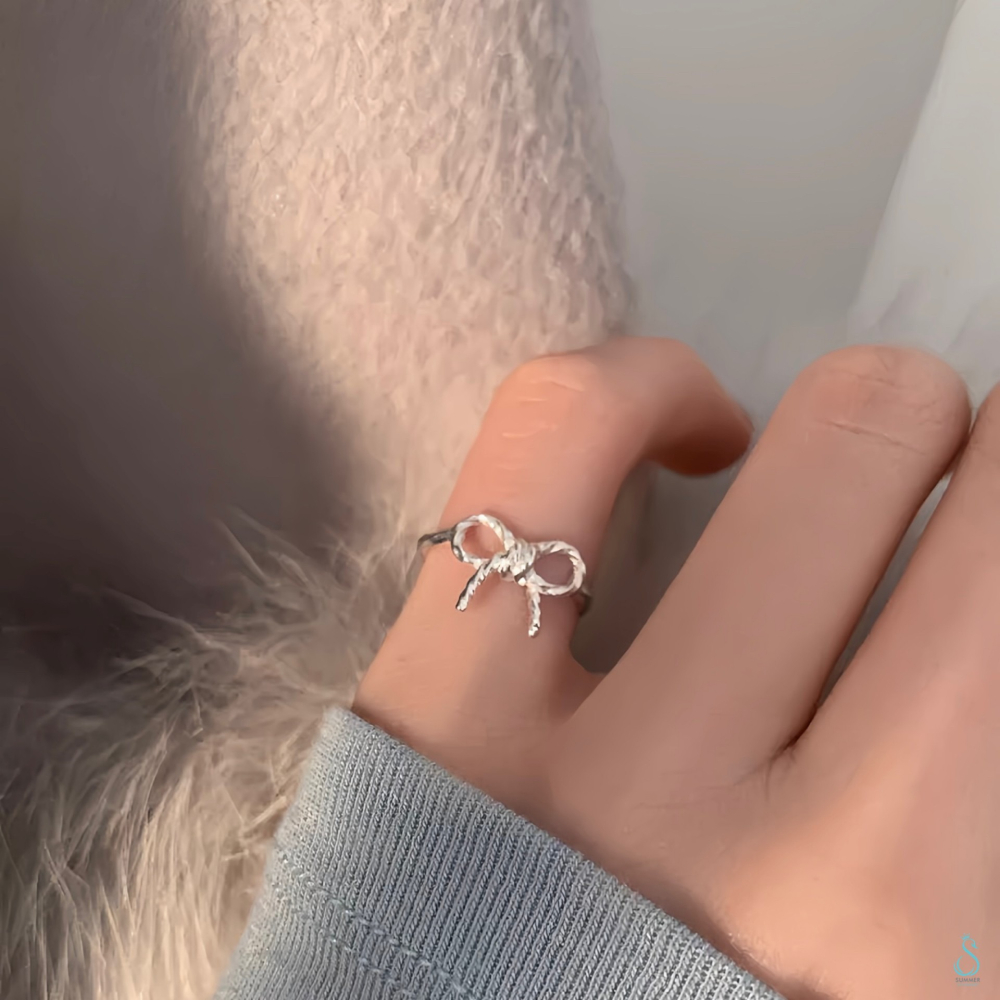 SUMMER 銀飾💫［925純銀］扭結蝴蝶結戒 尾戒 純銀尾戒 純銀戒指 純銀飾品-細節圖7