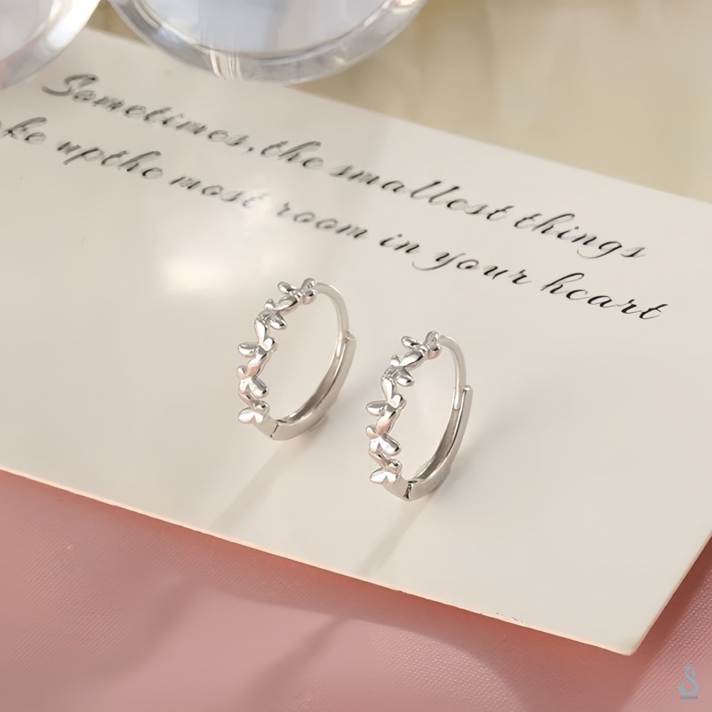 SUMMER 銀飾💫［925純銀］蝶圈花語 易扣式耳扣耳環 純銀耳環 純銀飾品-細節圖8