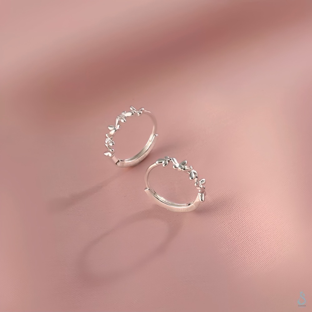 SUMMER 銀飾💫［925純銀］蝶圈花語 易扣式耳扣耳環 純銀耳環 純銀飾品-細節圖4