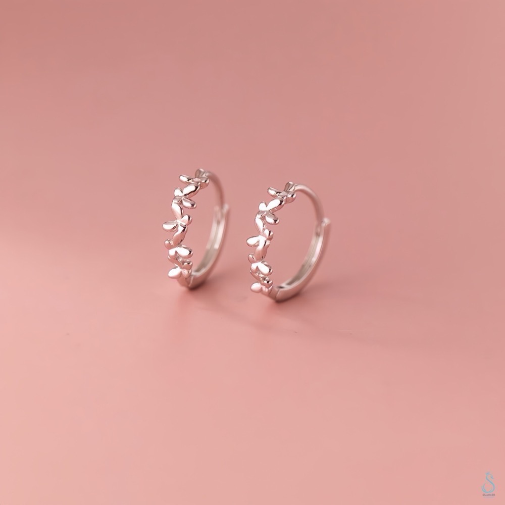 SUMMER 銀飾💫［925純銀］蝶圈花語 易扣式耳扣耳環 純銀耳環 純銀飾品-細節圖2