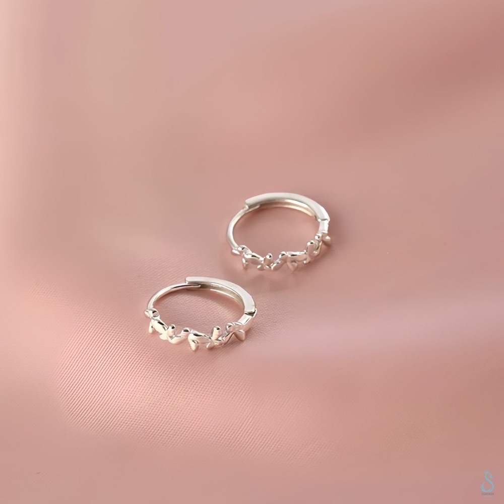 SUMMER 銀飾💫［925純銀］蝶圈花語 易扣式耳扣耳環 純銀耳環 純銀飾品-細節圖5