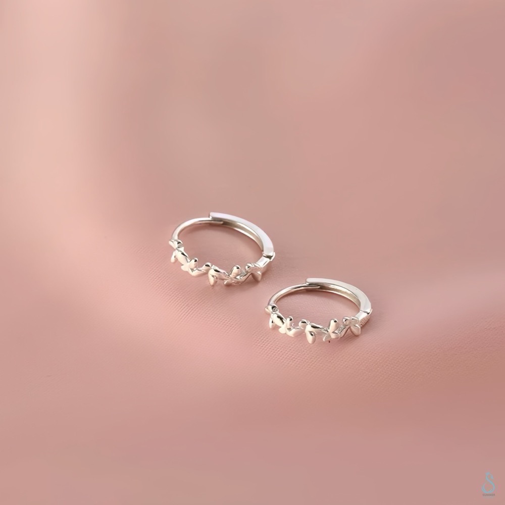 SUMMER 銀飾💫［925純銀］蝶圈花語 易扣式耳扣耳環 純銀耳環 純銀飾品-細節圖9